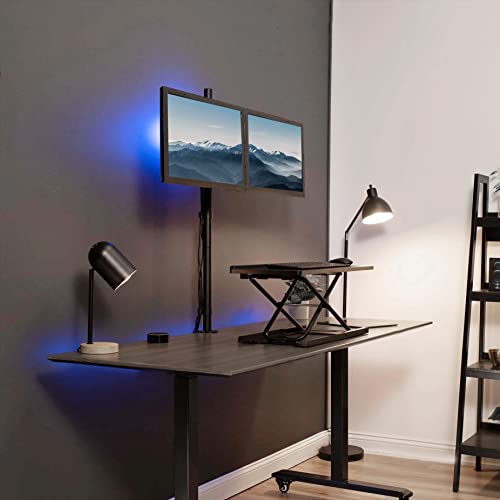 VIVO Dual Monitor Stand Up Desk Mount Extra Tall 39 inch Pole, Fully Adjustable Stand for up to 27 inch Screens, Black, STAND-V012 - size: 13" - 27" screens