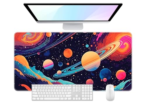 Desk Pad, 32" x 16" XXXL Extended Large Gaming Mouse Pad, Desktop Decor Desk Mat, Men Women Office Supplies and Accessories, Cute Anime Mouse Mat for Laptop & Keyboard, Romantic Universe - color: Romantic Universe