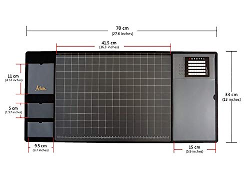 Multifunctional Desk Mat with Calendar, with Pockets for Notes/Monthly Plans/Photos/Business Cards, Waterproof and Non-Slip Mouse Pad, 27.6'' x 13'' Black