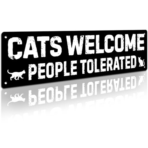 Black Cat Gifts for Women People Who Love Cats Mom Funny Wall Gothic Decor | Halloween Decorations & Christmas Gift | Orange Siamese Tuxedo Cat | Indoor Outdoor Farmhouse Home Decor | Women & Men Dad - color: CATS WELLCOM