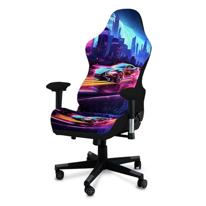 Gaming Chair Covers, 3D Printing Stretchable Soft Non-Slip Easy to Install Gamer Chair Cover with Armrest Cover(No Chair)(E) - color: E