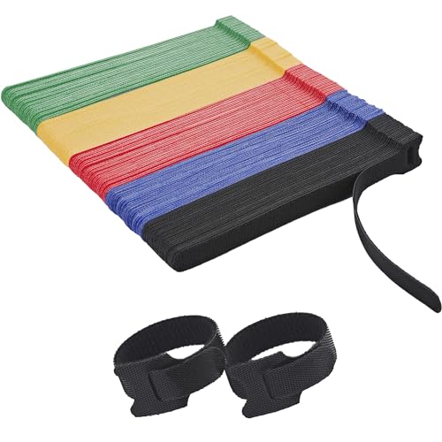 200 PCS Reusable Cable Ties with Hook and Loop, Multi-purpose Adjustable 8 Inch Cable Management Wire Ties Cable Straps for Organizing Home, Office and Data Centers (Multicolored) - color: 8 Inch 200 Pcs