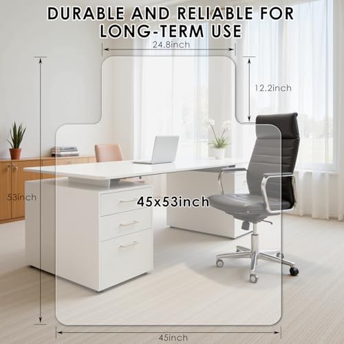 Kuyal 2 Pack 1/5" Thick Office Chair Mat, 45" x53" with Lip Heavy Duty Hard Computer Chair Mat, Under Desk Protector Carpeted Floors Mats, Can be Used on Carpet or Hard Floor, Ship Flat - size: 45" x 53" x 1/5" With Lip