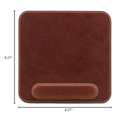 Londo Top Grain Leather Mouse Pad with Wrist Rest – Ergonomic Support, Non-Slip Base, Smooth Surface - color: Brown