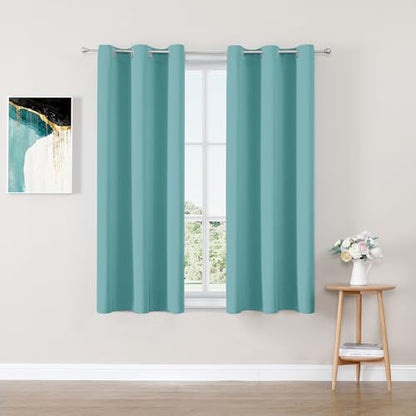 ChrisDowa Blackout Curtains for Bedroom and Living Room 40 Inches Long | 2 Panels Set, Thermal Insulated, Light Blocking, Room Darkening, Grommet, Window Treatment Drapes, Aqua, 29 x 40 Inch - color: Aqua, size: 29"W x 40"L (Pack of 2)