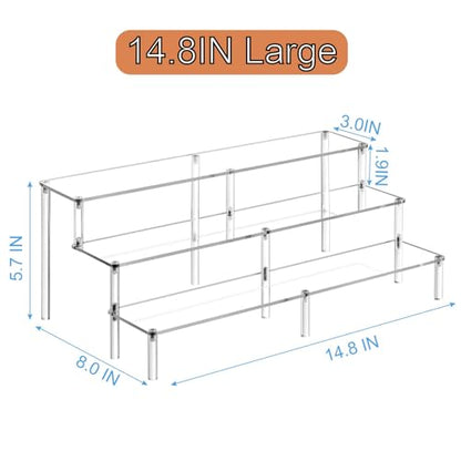 HENABLE 14.8 IN Large Acrylic Perfume Organizer Stand, Clear Display Risers for Perfume, Cologne, Cosmetic, Skincare, Funko POP, Dessert Display, Cupcake Stand Holder - size: 3-Tier Large 14.8IN