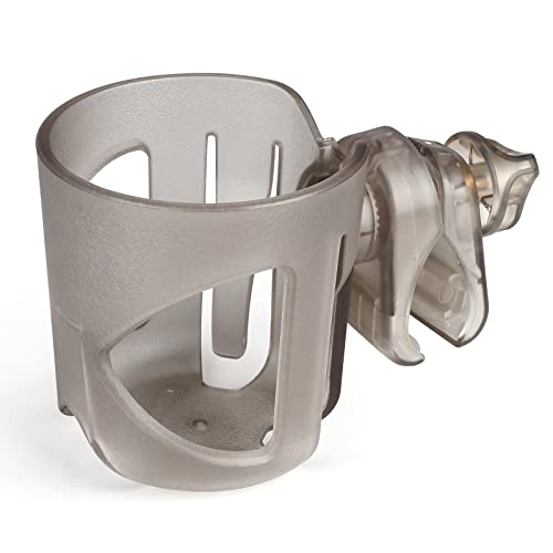 Accmor Stroller Cup Holder, Universal Cup Holder for Walker Wheelchair Bike, 360° Rotatable Stroller Cup Holder Attachment Accessories for Walker, Wheelchair, Scooter - color: Transparent Grey