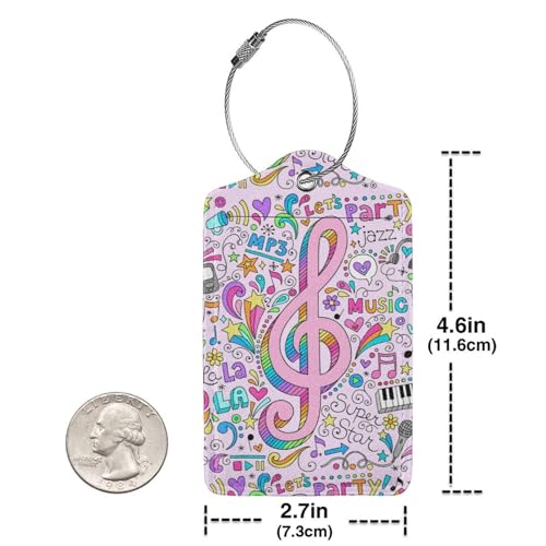 2 Pcs Music Note Luggage Tags for Suitcase, Unique Colorful Carnival Gifts for Privacy Cover ID Label with Stainless Steel Loop Address Card - color: Music Note