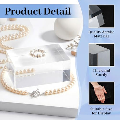 Qunclay 4 Pcs 6 x 4 x 2.36 Inches Acrylic Square Display Block Clear Polished Acrylic Cubes Jewelry Display Stand for Jewelry Ring Showcase Holder Base Collections - size: 6 x 4 x 2.36 Inches