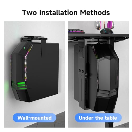 Suptek Adjustable Under Desk and Wall PC Mount,3.94 to 11.61 inch Wide Computer Case CPU Hanger Holder 360 Degree Rotatable Under-Desk PC Hanging Stand Holder Mount (ZJJ001XL) - size: MAX 11.61"(W)Desk PC Mount