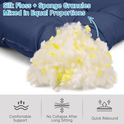 Adirondack Chair Cushion Tufted Waterproof Outdoor Rocking Chair Cushions with Ties Anti-Slip High Back Patio Chair Cushions for Patio Furniture Cushions - color: Navy Blue