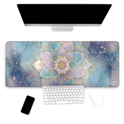Large Mouse Pad, Big Gaming Mousepad, Desk Mat for Desktop, Thick Non-Slip Waterproof Rubber Base, Mouse Pads for Office, Computer, Keyboard, Laptop 31.5x11.8 in, Mandala Lotus Flower - color: Mandala Lotus Flower, size: 31.5" x 11.8"