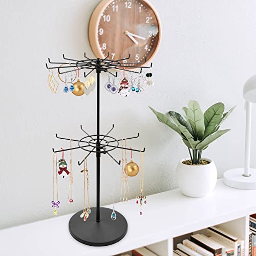 Polmart Heavy Duty Dual Heights (Stand & Tiers) Adjustable Countertop Spinner Display Stand (Black, 2-Tier) - color: Black