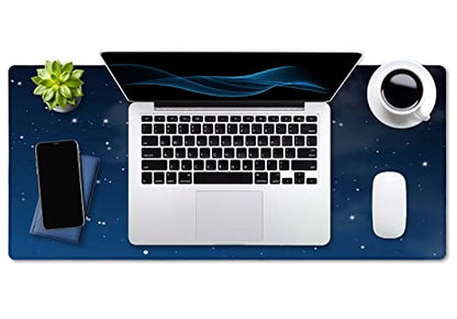 SSOIU Night Sky with Clouds and Many Stars - Extra Large Desk Mat, Cute Desk Pad, Aesthetic Gaming Mousepad - 35.5 x 15.7 inch - color: Night Sky With Clouds
