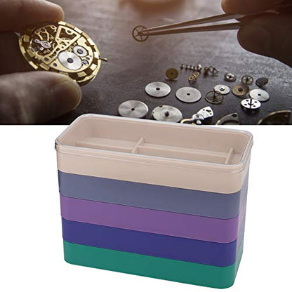 Watch Part Storage Box Watch Parts Keeper, 5 Layers Watch Accessories Organiser Case, Watch Parts Storage Box Watch Tools Storage Container Watchmaker Repair Tool Set(Rectangle)