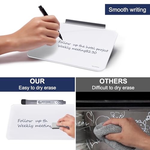 TSJ OFFICE Small Desktop Whiteboard - Glass Dry Erase Board 8 X 6 Inches Tabletop Easel Whiteboard with Stand, Desk Board Buddy for Artist, Teacher and Student - color: 8 X 6 Inches - White