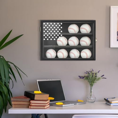 GYaozii Retro Baseball Display Case 12 Balls UV Protection Wood Frame | Retro Baseball Holder Shadow Box for HD Acrylic Front Wooden Frame for Collecting Autographed Balls Exquisite Souvenirs - size: 12 Retro Baseballs Case