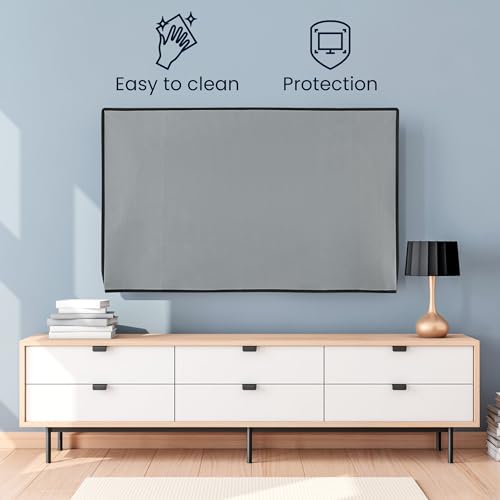 kwmobile Indoor 32" TV Cover – Television Dust Cover Screen Protector – TV Screen Dust Protection – Synthetic Fabric Light Grey - color: light grey, size: 32" TV