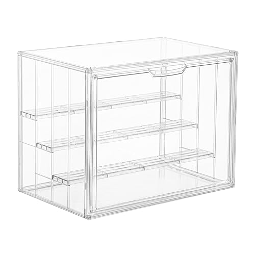 Display Case for Collectibles 4 Layer Updated Adjustable Acrylic Display Case with Magnetic Door Clear Stackable Display Box Hobby Display Cases for Figures, 1 Pack - size: XLarge 1Pack
