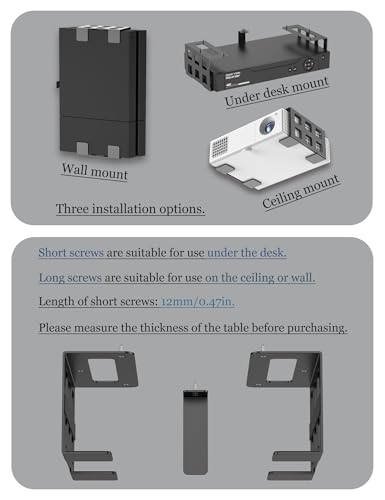 Universal Under Desk Mount Holder for Game Console, Media Players, Audio Interface, Mini Pc, UPS System, Projector Ceiling Mount Fit for Any Other 0.6" to 3.5" Thick Devices (Black)