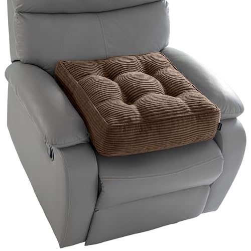 HIGOGOGO Tufted Corduroy Recliner Seat Cushion for Elderly, 20x20x5 Inch Large Square Seat Cushion for Recliner Chair, Floor Pillow, Office Chair, Car, No Pressure on Thighs, Brown - color: Brown, size: 20x20x5
