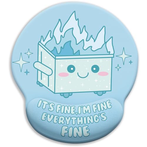 Blusabaca Dumpster on Fire Mouse Pad with Wrist Rest, Funny Cute Ergonomic Mouse Pads for Desk Wrist Support, Mousepad for Wireless Mouse Gaming Work Home Desk Accessories Office Supplies Decor Women - color: Dumpster Blue