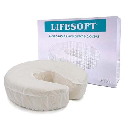 Disposable Fitted Face Cradle Covers Silky Massage Headrest Covers Box of 100 - color: White-100 PCS
