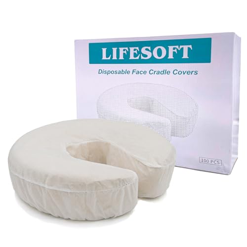 Disposable Fitted Face Cradle Covers Silky Massage Headrest Covers Box of 100 - color: White-100 PCS