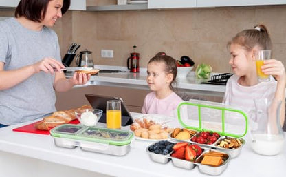 UPTRUST Reusable Stainless Steel Snack Containers with Lids – 2-Compartment and 3-Compartment Leak-Proof Designs for Take-Out Condiments and On-the-Go Snacks - size: 1-Piece 2-Compartment + 1-Piece 3-Compartment