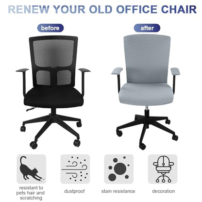 Tallew 4 Pcs Office Chair Covers Set Computer Universal Protective Stretchable Chair Seat Covers Desk Armrest Slipcovers Pads Office Cushion Backrest for Rotating(Quilted Silver Gray) - color: Quilted Silver Gray