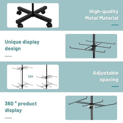 Flenpptly Retail Display Stand Rotating Display Stand 4 Tier Spinning Display Stand for Craft Shows, Jewelry, Keychain, Earring Adjustable Height Retail Display Racks (Black) - color: 4-Tier Black