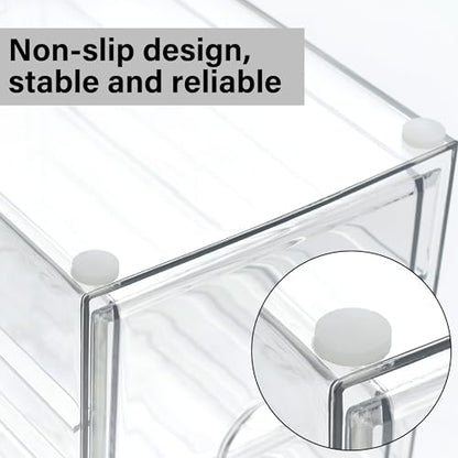 Prsildan Hair Accessories Organizer Acrylic Drawer with 10 Drawers | Clear, Craft Art Supply Storage, For Office Desk Bathroom Vanity Countertop, Set of 2 - style: 10 Drawers