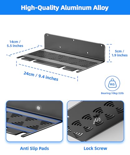 PS5 Wall Mount Aluminum Alloy Compatible with All PS5 Generations Holds Two Controllers Unimpeded Heat Dissipation Ps5 Accessories Universal for Living Room and Bedroom - color: Black