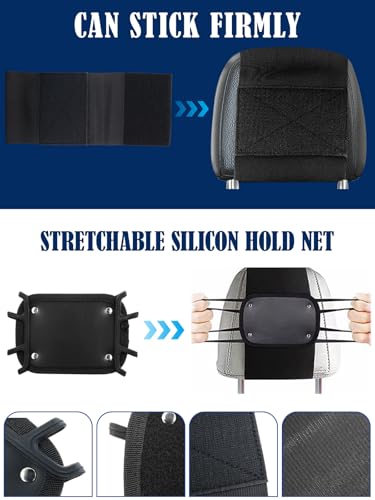 Car Headrest Mount Holder for Nintendo Switch 2& 1, Rotatable Silicone Net Holder Compatible with Mini Tablets(7''–10.5''), Secure Travel Gaming Stand for Car or Airplane Use