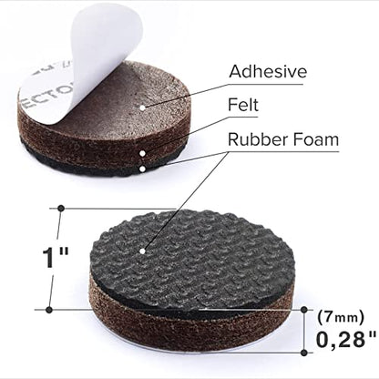 Non Slip Furniture Pads 16 pcs 1" X-Protector - Premium Furniture Grippers! Self-Adhesive Rubber Feet Furniture Feet - Ideal Non Skid Furniture Pad Floor Protectors - Keep Furniture in Place! - size: 16 Round 1"