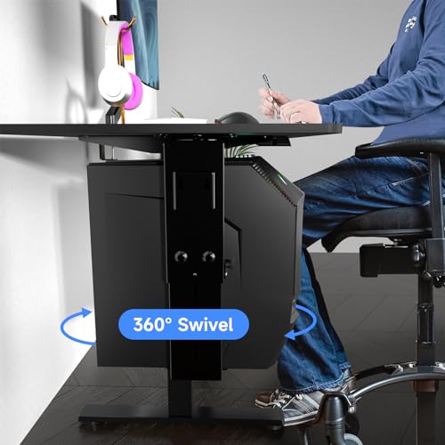 Suptek Adjustable Under Desk and Wall PC Mount,3.74 to 8.26 inch Wide Computer Case CPU Hanger Holder 360 Degree Rotatable Under-Desk PC Hanging Stand Holder Mount (ZJJ001) - size: MAX 8.27"(W) Desk PC Mount