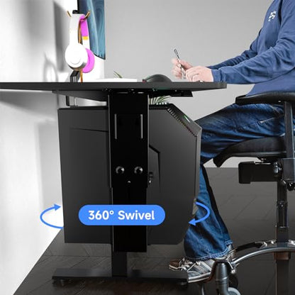 Suptek Adjustable Under Desk and Wall PC Mount,3.74 to 8.26 inch Wide Computer Case CPU Hanger Holder 360 Degree Rotatable Under-Desk PC Hanging Stand Holder Mount (ZJJ001) - size: MAX 8.27"(W) Desk PC Mount