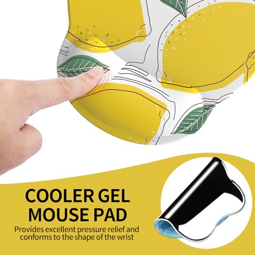 eulps Mouse Pad with Wrist Rest, Comfortable Computer Mousepad with Gel Wrist Support Smooth Surface and Non-Slip PU Base for Pain Relief, Laptop, Office & Home (Lemon) - color: Lemon