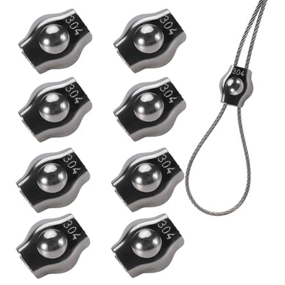 8PCS 1/8 Inches M3 304 Stainless Steel Wire Rope Cable Clip Clamp, Reusable Simplex Single Bolt Wire Rope Clips for 1/8Inch (1.5mm-3mm) Diameter Wire Cable/Wire Rope, Wire Clamp Tool for Outdoors - size: 8PCS-M3(1.5-3mm)