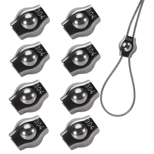 8PCS 1/8 Inches M3 304 Stainless Steel Wire Rope Cable Clip Clamp, Reusable Simplex Single Bolt Wire Rope Clips for 1/8Inch (1.5mm-3mm) Diameter Wire Cable/Wire Rope, Wire Clamp Tool for Outdoors - size: 8PCS-M3(1.5-3mm)