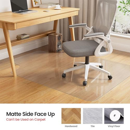 Yecaye Desk Chair Mat for Hardwood Floor, 48"×36" Office PVC Computer Chair Mat, Floor Protector for Rolling Chairs - size: 48" x 36"