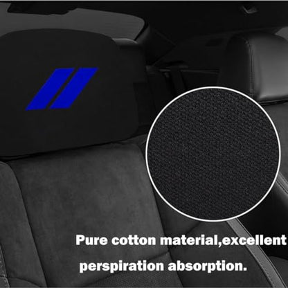 2PCS Car Headrest Covers Soft Black Fabric Car Seat Head Rest Cover Protector Compatible with Dodge Challenger Charger Durango RAM (blu-e) - color: blu-e
