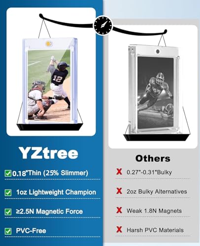 50ct Magnetic Card Holders: 35pt One Touch Card Holder for Trading Cards, U-V Protection Hard Cards Sleeves Case for Sports Game, Football, Baseball - size: 50 Pack