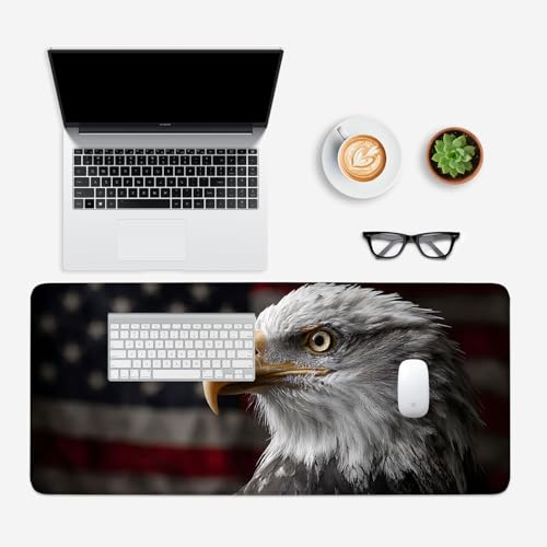 Mouse Pad, Large Anti-Slip with Stitched Edges Desk Mat Desktop Laptop Computer Desk Keyboard Mat,Table Protector Blotter Mat (Eagle, 35.4" x 15.7") - color: Eagle, size: 35.4" x 15.7"