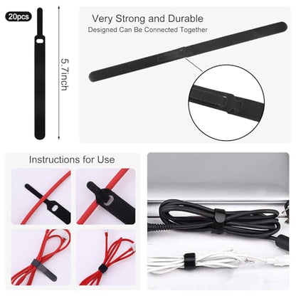 137PCS Cable Management Kit 4 Cable Sleeve Split 100 Cable Zip Ties 10 Cable Clips 15 Adhesive Wall Cable Tie 10 Cable Zip Tie for TV Computer Office Home Under Desk - color: Black