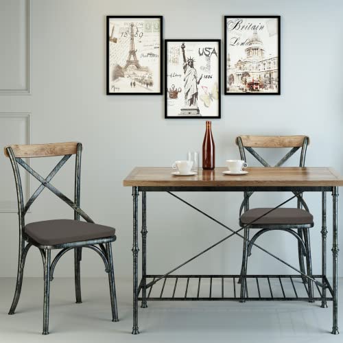BUYUE 14" Metal Chair Cushion with Magnetic 1 Piece, Luxury PU Leather Waterproof Anti-Slip Seat Pad for Kitchen Cafe Dining Bistro Stackable Chairs (U-Shape, Brown, 1) - color: Brown, style: U-shape-1 Pcs