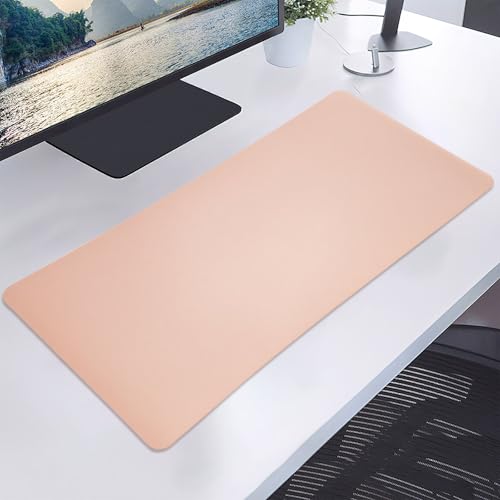 23.6" x 11.8" Non-Slip PU Leather Desk Pad Protector, Waterproof Mouse Pad Mat, Ultra Thin Laptop Writing Desk Blotter for Office and Home - color: Pink