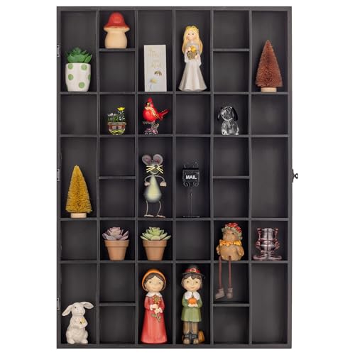 Gallery Solutions - Black Wall-Mounted - Curio & Shot Glass Display Case - 17"x26" Glass Door - Bar Accessories - Collectible - Miniature Glassware - Bar Accessories - color: Black, size: 17" x 26"