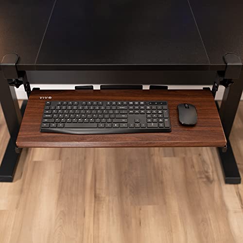 VIVO Large Height Adjustable Under Desk Keyboard Tray, C-clamp Mount System, 27 (33 Including Clamps) x 11 inch Slide-Out Platform Computer Drawer for Typing, Dark Walnut, MOUNT-KB05HD - color: Dark Walnut, size: 27" fixed width