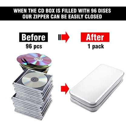 DVD Case, Bivisen CD Case Holder Wallet Binder 96 Capacity CD/DVD Cases Storage Holder Binder Organizer Wallet Book for Car Home Travel (White) - color: White